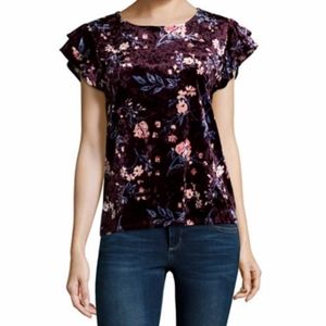 Velvet Floral Cap Sleeve